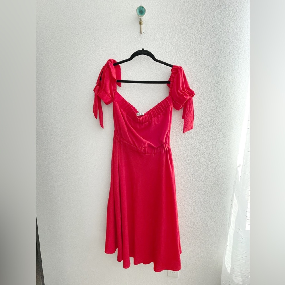 Nordstrom Rack Red Off Shoulder Dress with Tie Sleeves